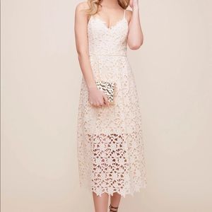 ASTR the Label Lace A Line Midi Dress in Buttercream